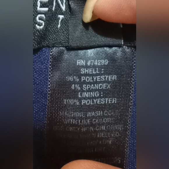 En Focus Studio Dress Size 10 Peplum Navy Blue Zipper Front BodyCon - Picture 4 of 4